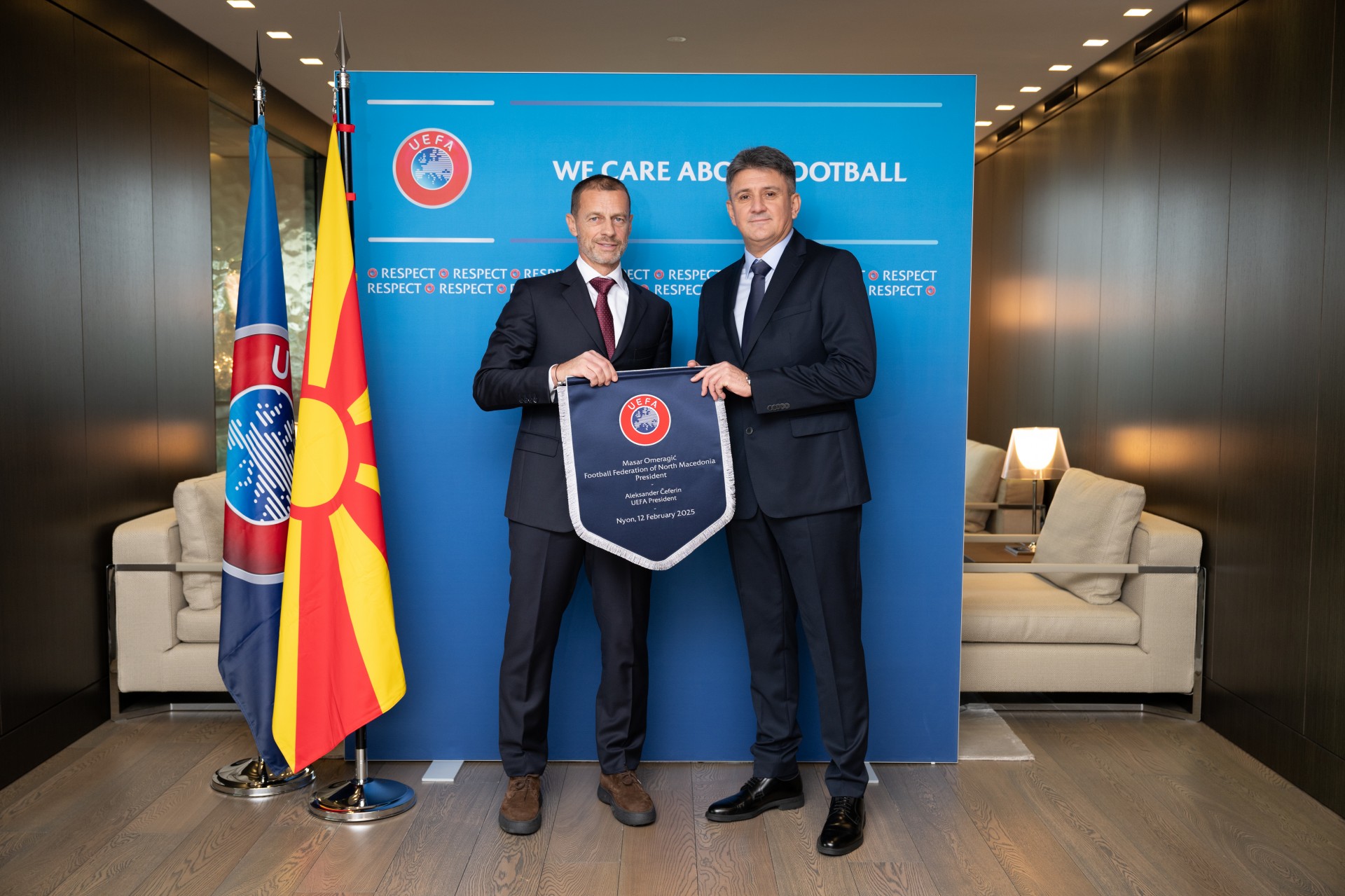 Masar Omeragic meets with UEFA President Aleksander Ceferin in Nyon